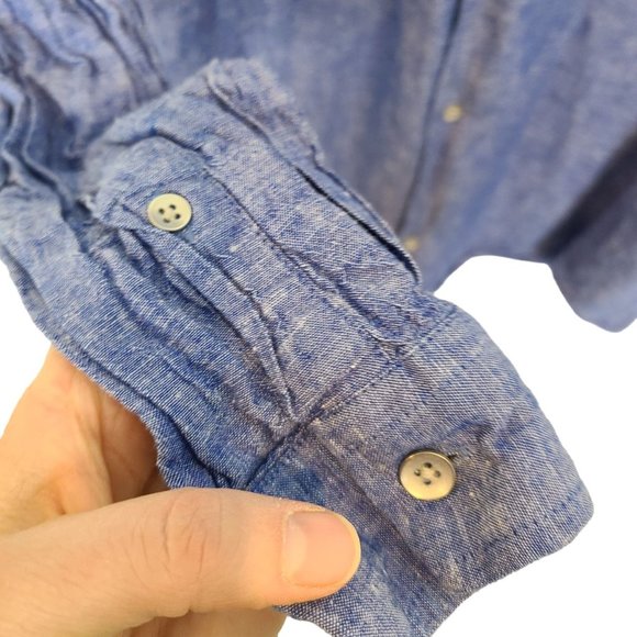 INC International Concepts Mens XL Blue Linen Blend Long Sleeves Button Up Shirt - Picture 4 of 8